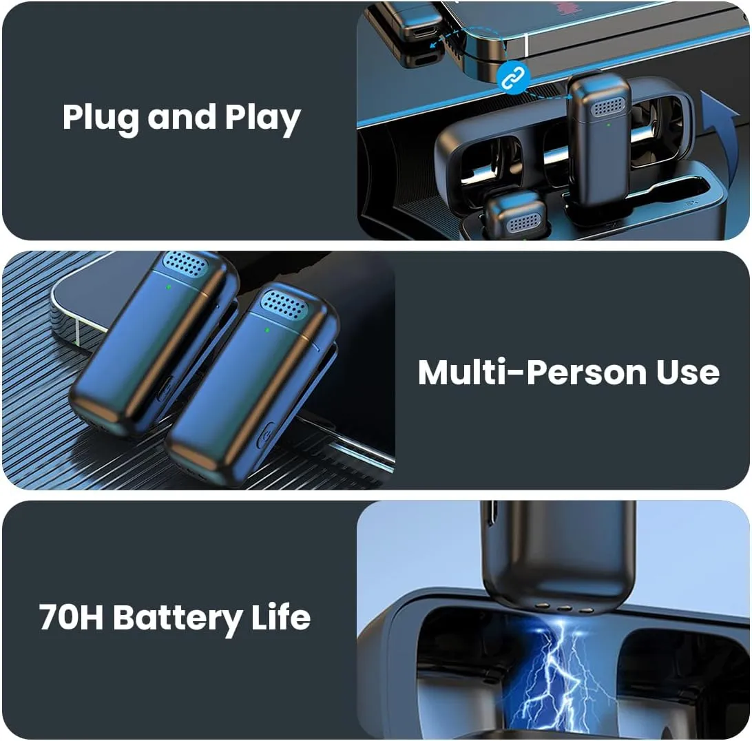 Noise-canceling lapel mic with dual mini microphones.