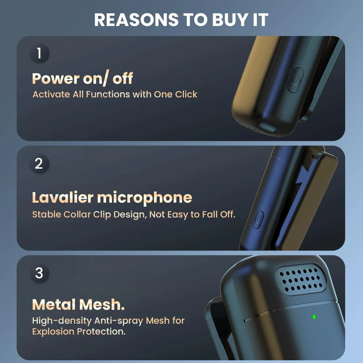 Dual mini mic setup for professional sound quality.