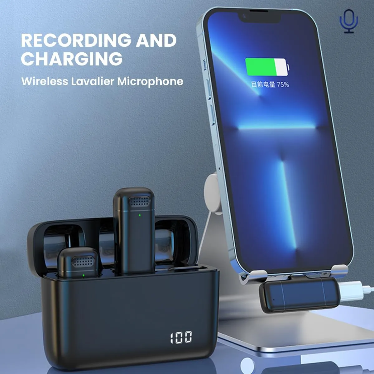 Portable microphone for Facebook live streaming.