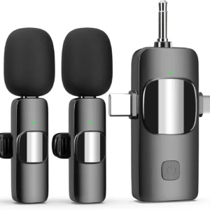 3-in-1 Wireless Lavalier Microphone for iPhone, Android, and cameras.