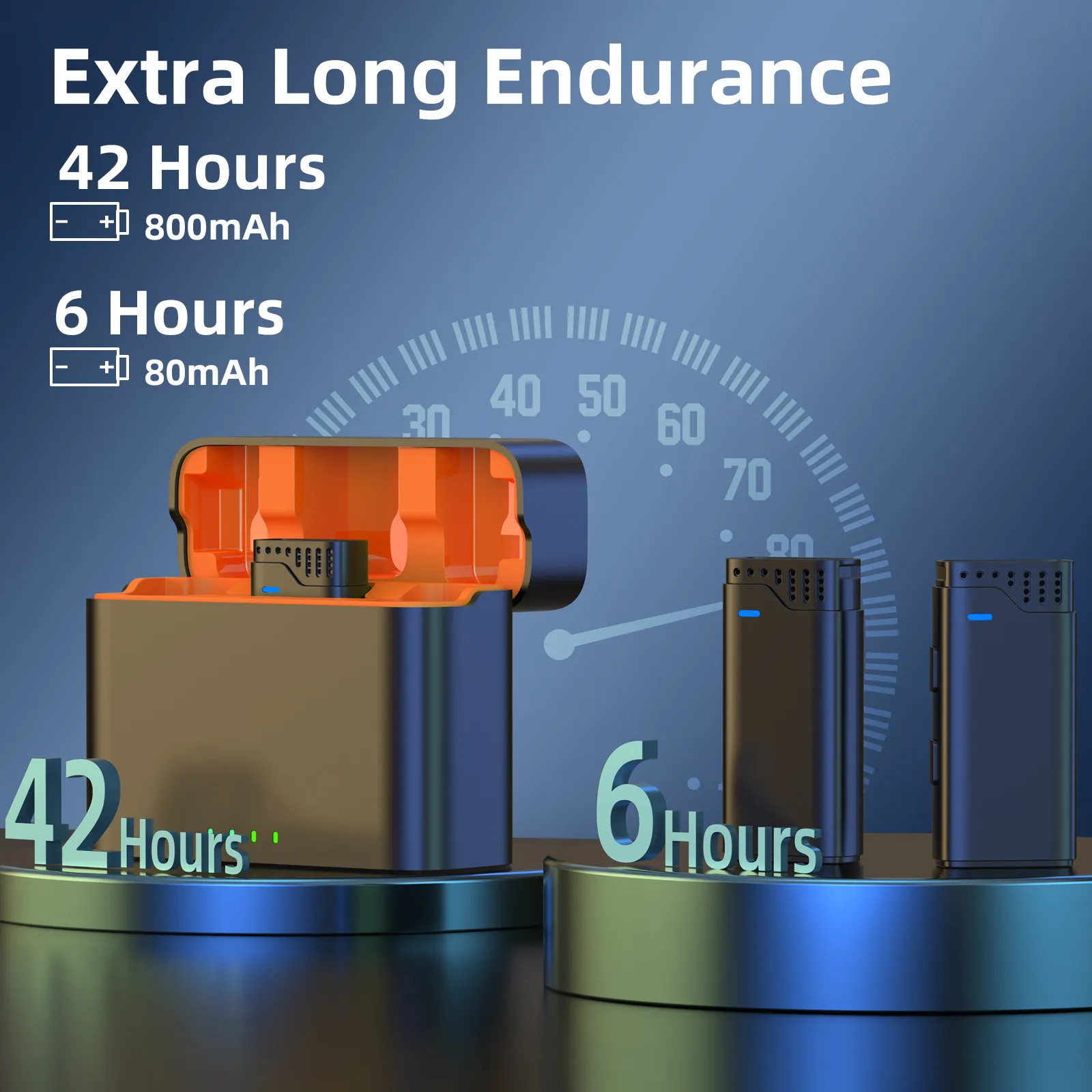 Lightweight wireless microphone for clear audio.