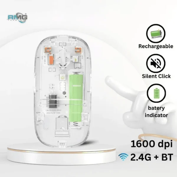 Bluetooth Mouse Wireless Transparant X2 Rechargeable 2.4G