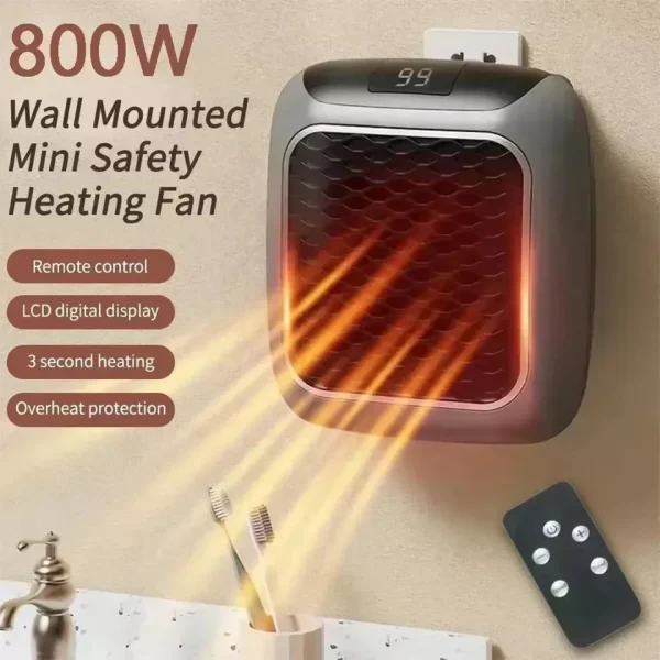 Compact Wall Outlet Plug Heater with Fan