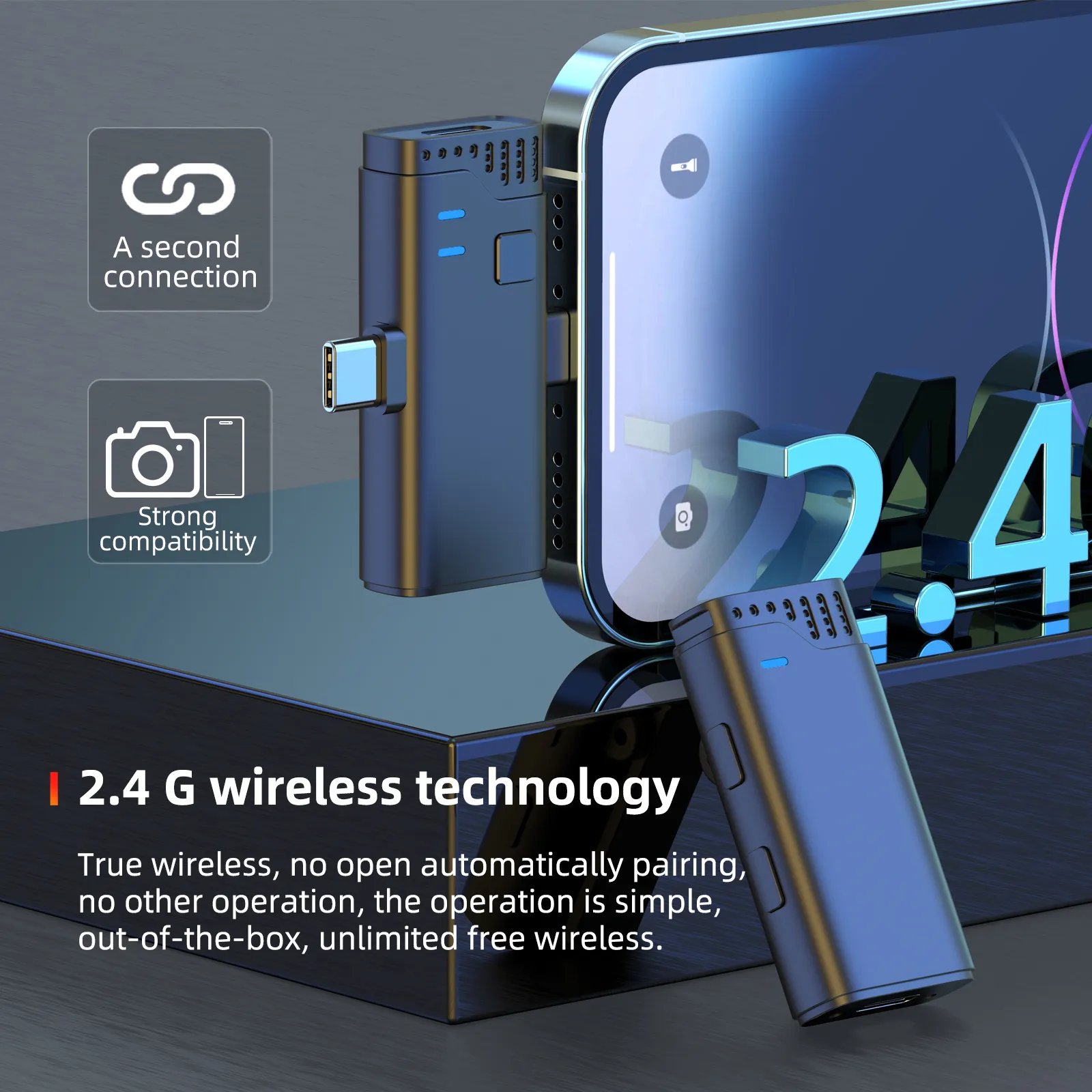 Wireless microphone for professional sound recording.