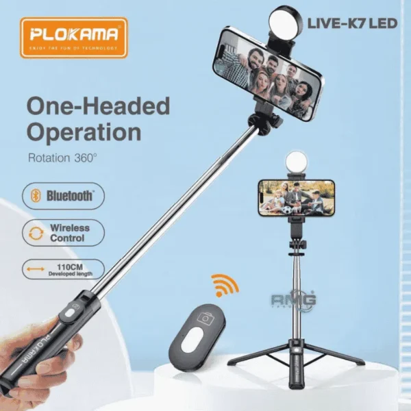 Plokama Live K7 LED Selfi Stick & Tripod