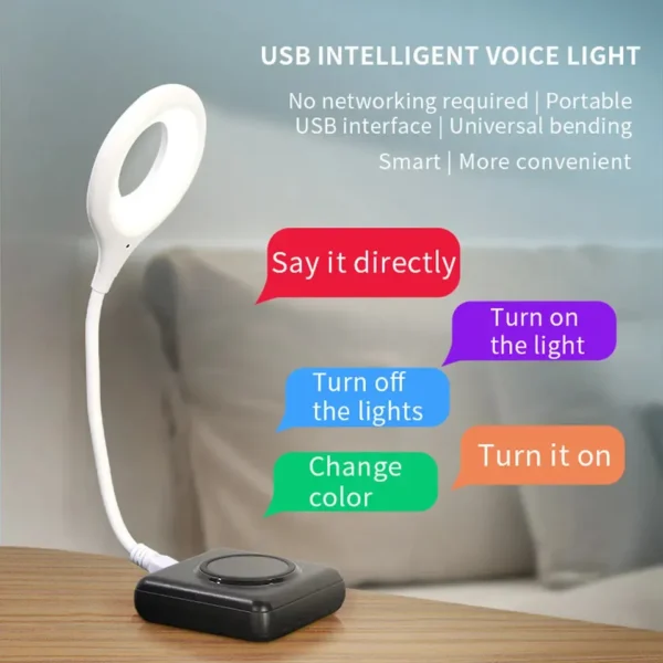 Voice activated light with three adjustable light modes for modern home lighting solutions.