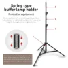 Studio lighting stand with adjustable height and durability.