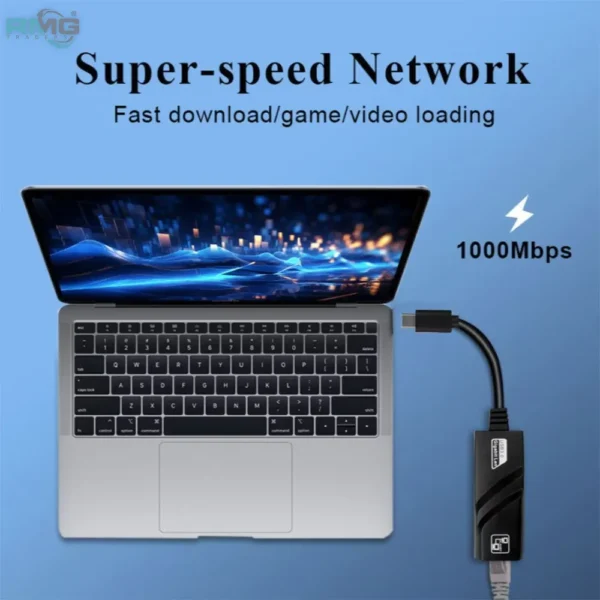 Type-C RJ45 Ethernet adapter for seamless internet access.