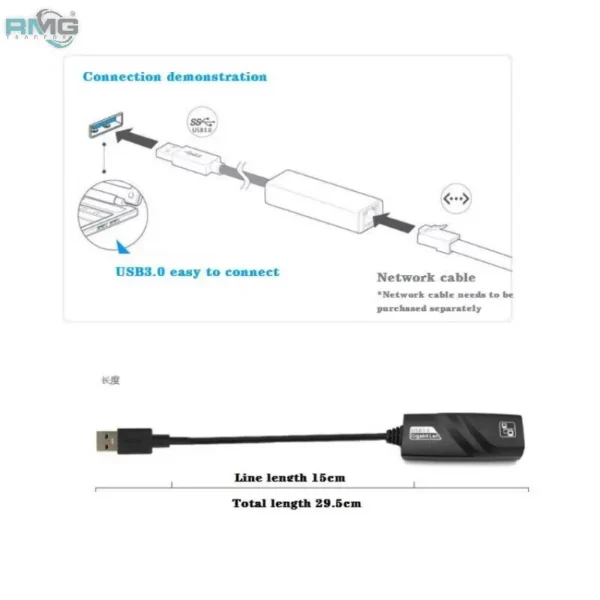 High-Speed USB 3.0 Ethernet Adapter featuring RJ45 Gigabit LAN