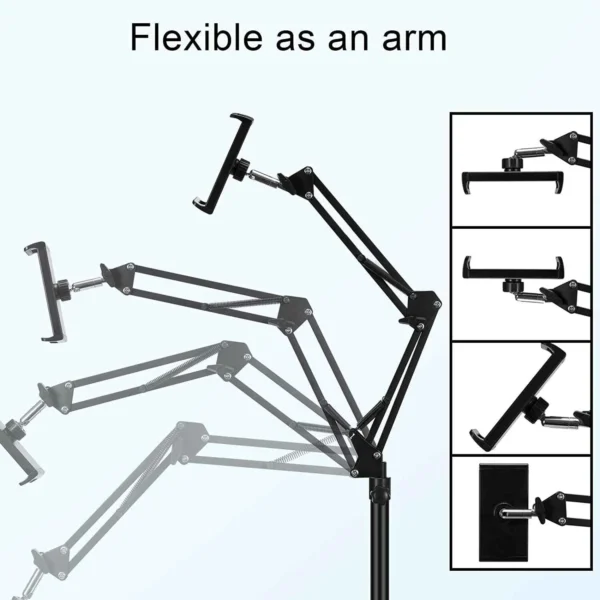 Mobile/tablet bracket with adjustable tripod for video recording.