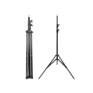 Height-adjustable light stand for studio lighting.
