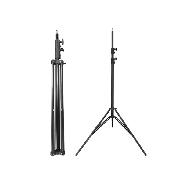 Height-adjustable light stand for studio lighting.