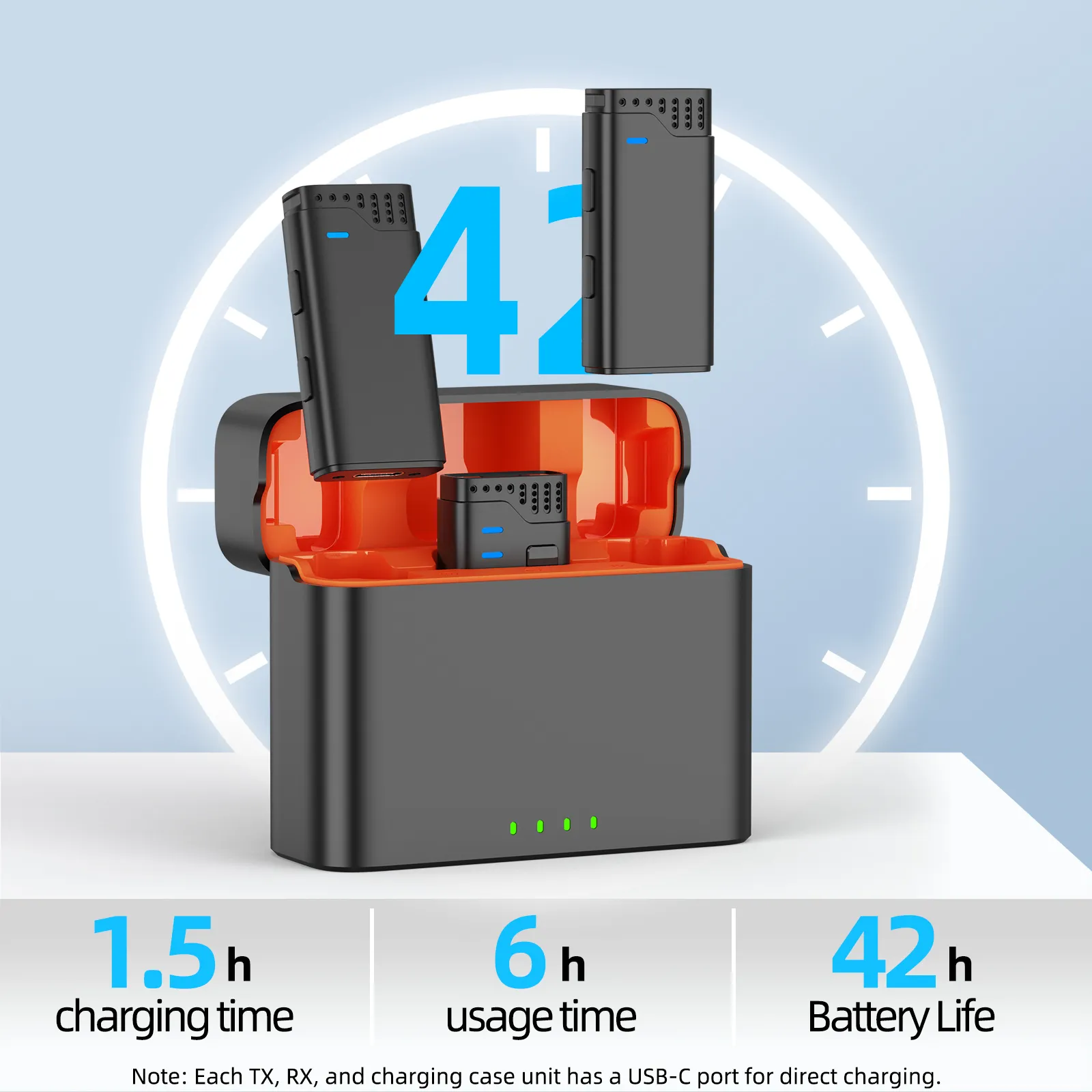 2.4G wireless mic with stable signal transmission.