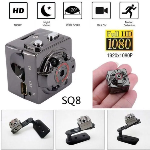 Compact SQ8 portable wireless HD mini camera.
