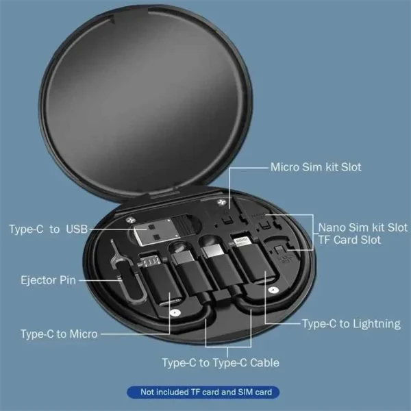 Portable 60W Fast Charger Cable with Multiple Connectors