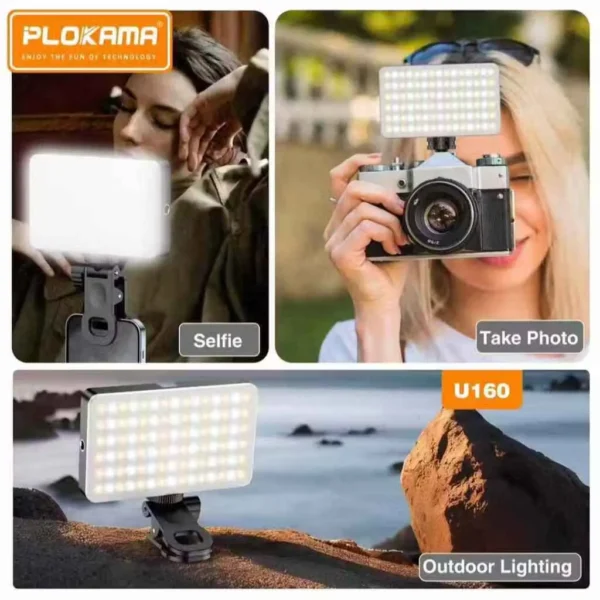 Plokama U160 LED clamp light for professional photos.