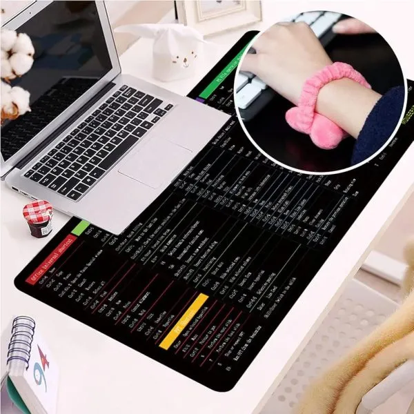 Large Non-Slip Mouse Pad with Office Software Shortcuts