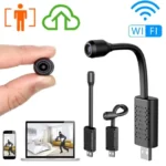 Portable 2MP HD WiFi camera with flexible neck.