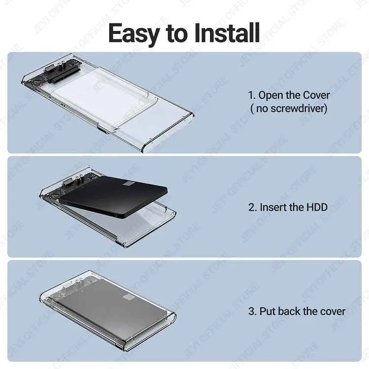 USB 3.0 Transparent SSD Case – Durable and Lightweight Design