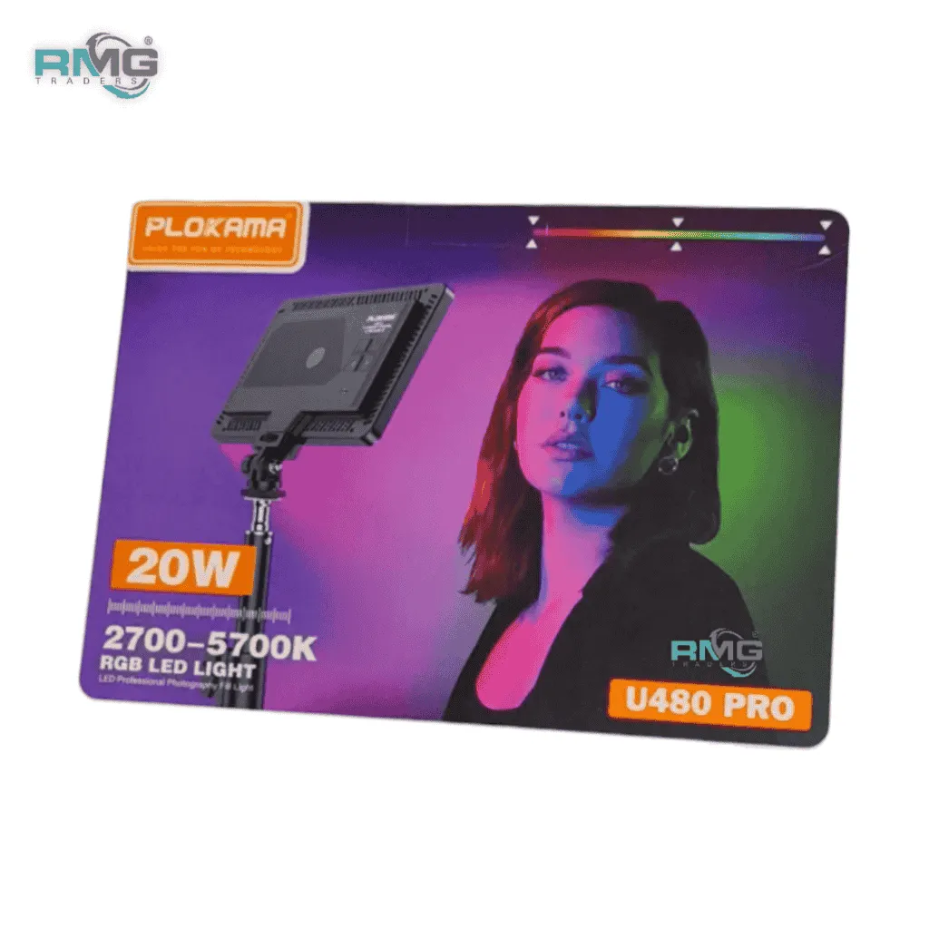 Plokama RGB U480 Pro Rechargeable RGB LED Camera Light for Makeup Artists