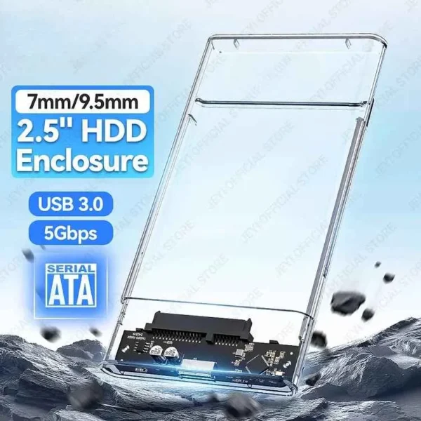 Transparent HDD Case – SATA to USB 3.0 Hard Drive Enclosure for SSDs