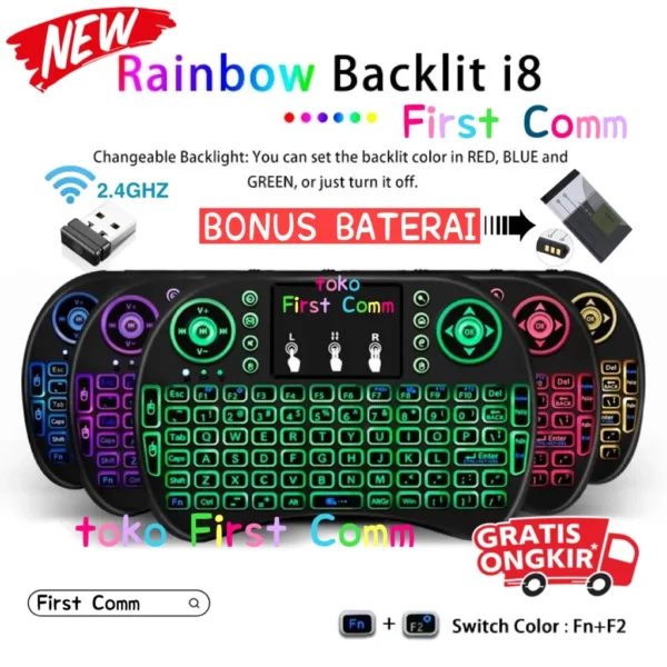 Touchpad Keyboard i8 for gaming and media systems.