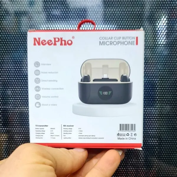 NEEPHO NP57 Wireless Collar Clip Mic – Active noise-cancellation microphone