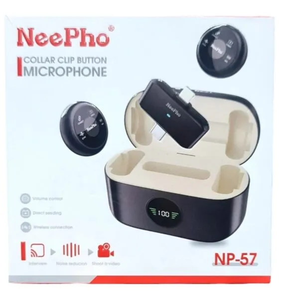 Wireless clip-on microphone – NEEPHO NP57 with Type C and iPhone compatibility