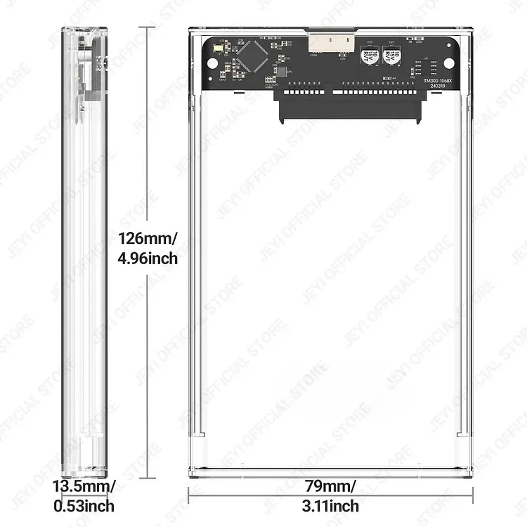 External Hard Drive Case – Transparent SATA to USB 3.0 Enclosure