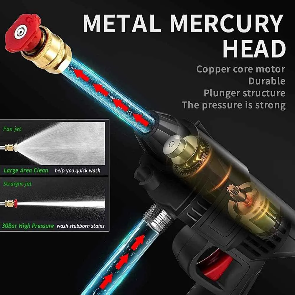 Battery-powered pressure washer for car detailing and outdoor cleaning