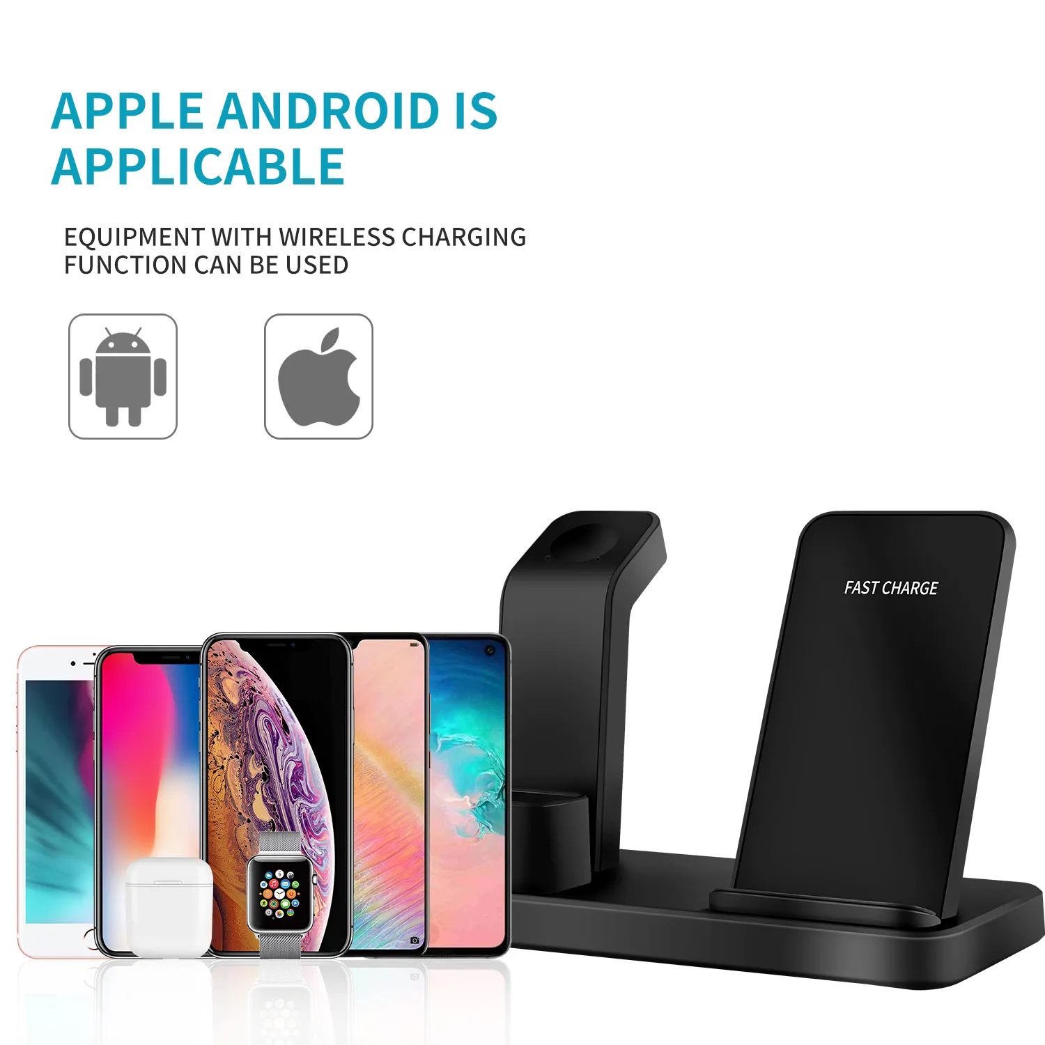 Q12 Wireless Charging Stand for Smartphones & Smartwatches.
