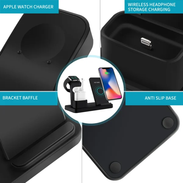 Compact Q12 Wireless Charging Stand for Home & Office.