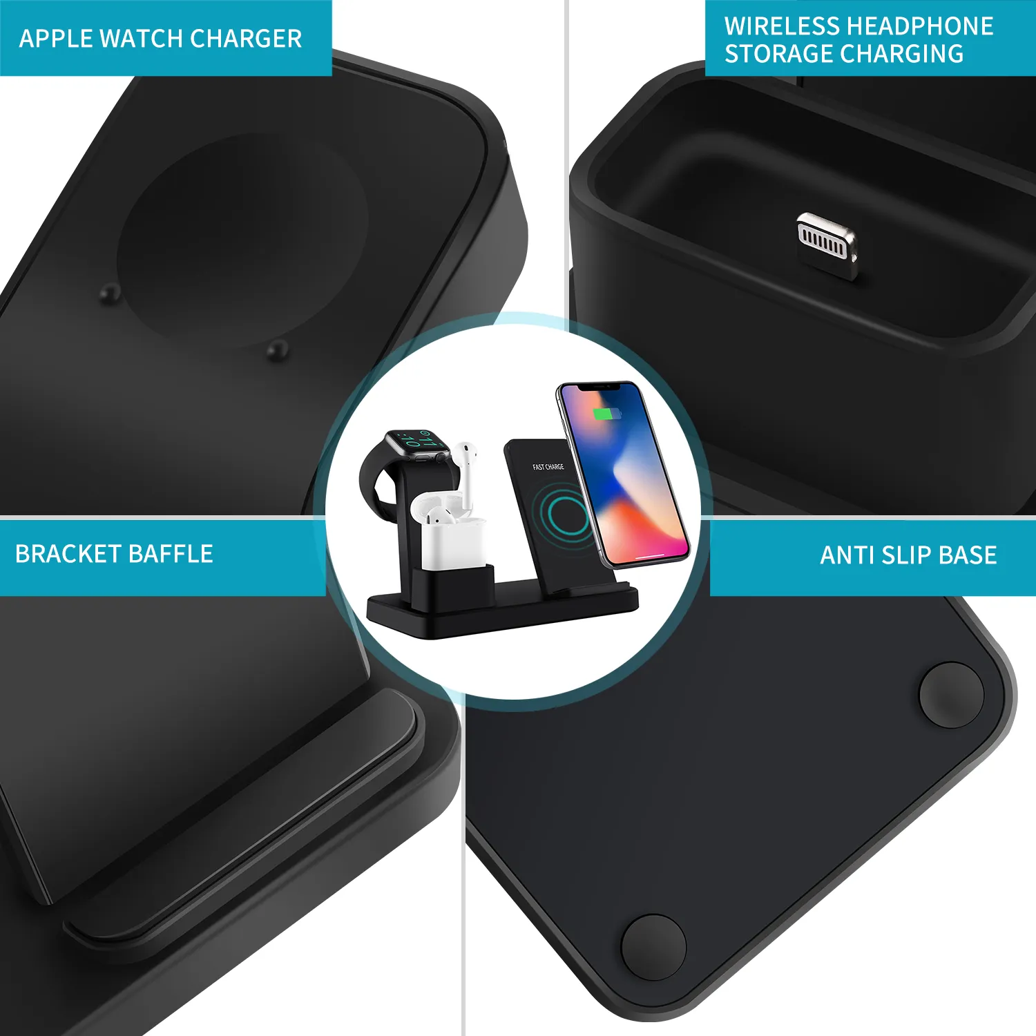 Compact Q12 Wireless Charging Stand for Home & Office.