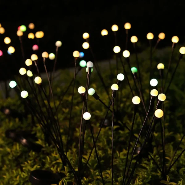 Solar-powered starburst firefly lights for outdoor decor