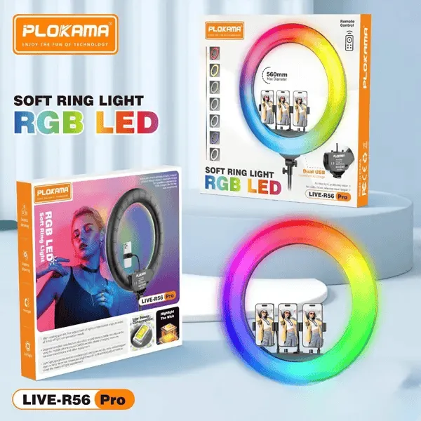 Plokama R56 Pro RGB Ring Light 22-Inch Soft LED