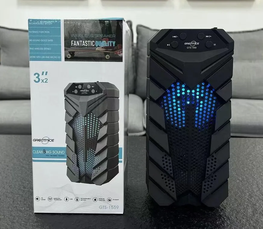 GTS-1559 Portable Wireless Speaker with Dual 3-Inch Drivers