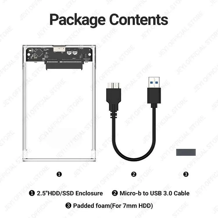 Portable 2.5'' HDD Enclosure with Clear Design and UASP Support