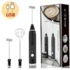 Handheld electric milk frother USB rechargeable coffee blender (random color)