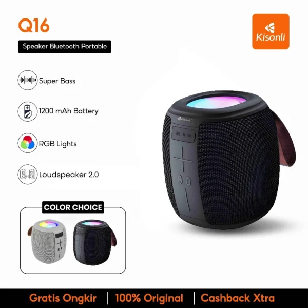 Kisonli Q16 RGB Bluetooth Speaker with LED lights.