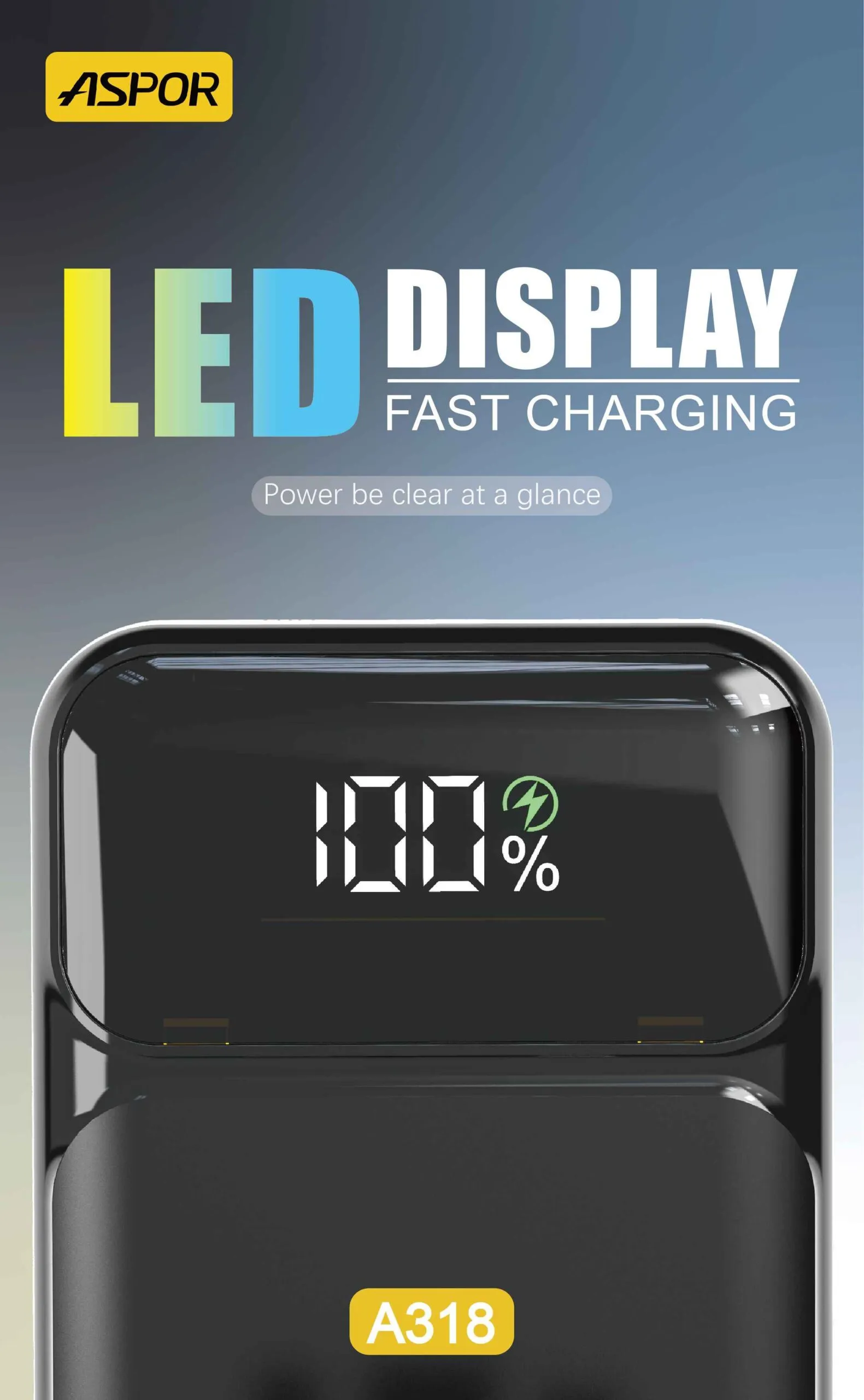 Aspor Fast Charging Power Bank – Ideal for Smartphones and Tablets
