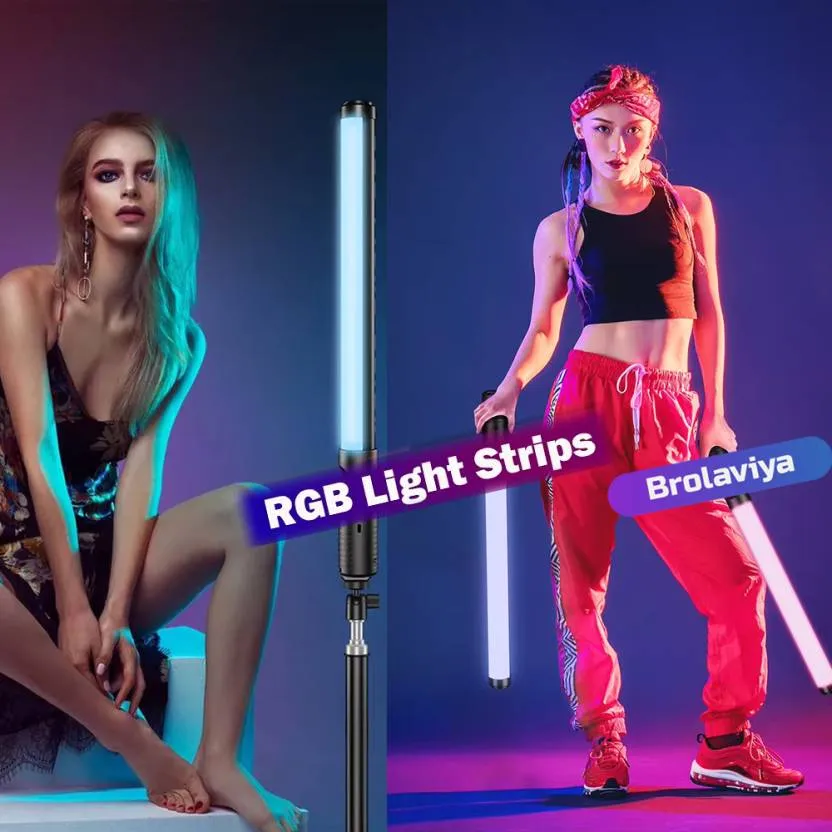 Rechargeable handheld RGB photography wand for cinematic shoots.