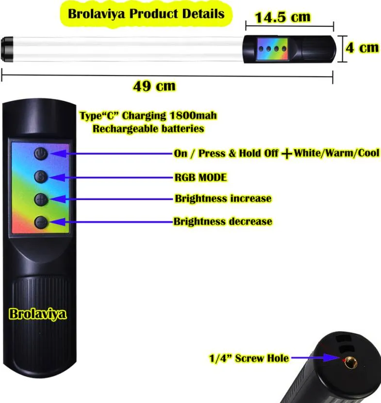 Adjustable bi-color light wand 3000K-6500K for photography and video.