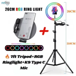 26CM RGB Ring Light with Multi-Color Lighting Effects