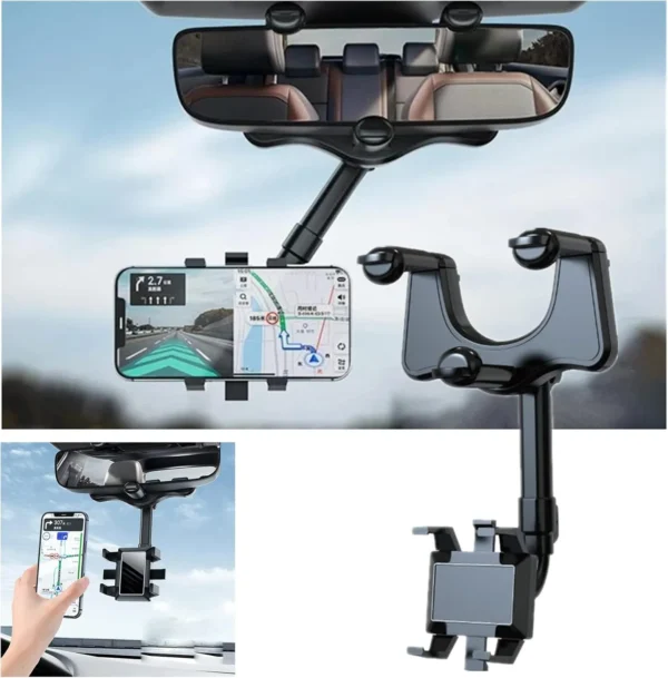 Universal Rear View Mirror Phone Clip for Secure Fit