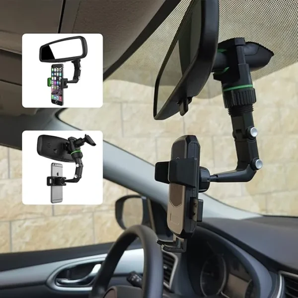 Hands-Free Car Mirror Phone Bracket for Safe Driving