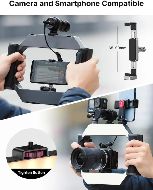 Smartphone video rig light for influencers and creators