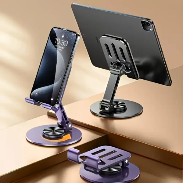 Metal Mobile Phone and Tablet Holder | 360° Rotation | Sturdy Iron Stand | Universal Compatibility | Non-Slip Base