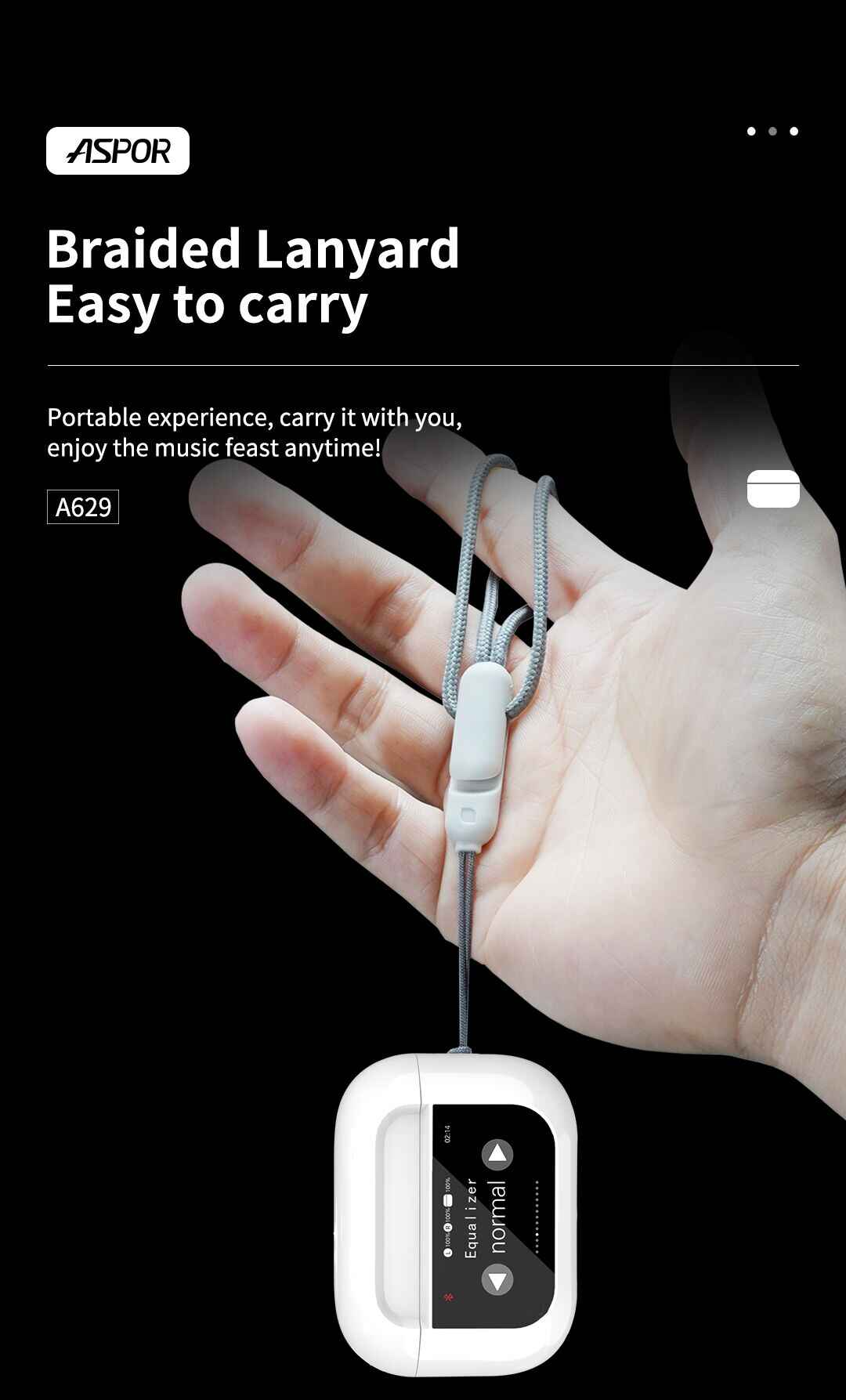 Aspor A629 Bluetooth 5.4 Wireless Earphones with High-Fidelity Sound
