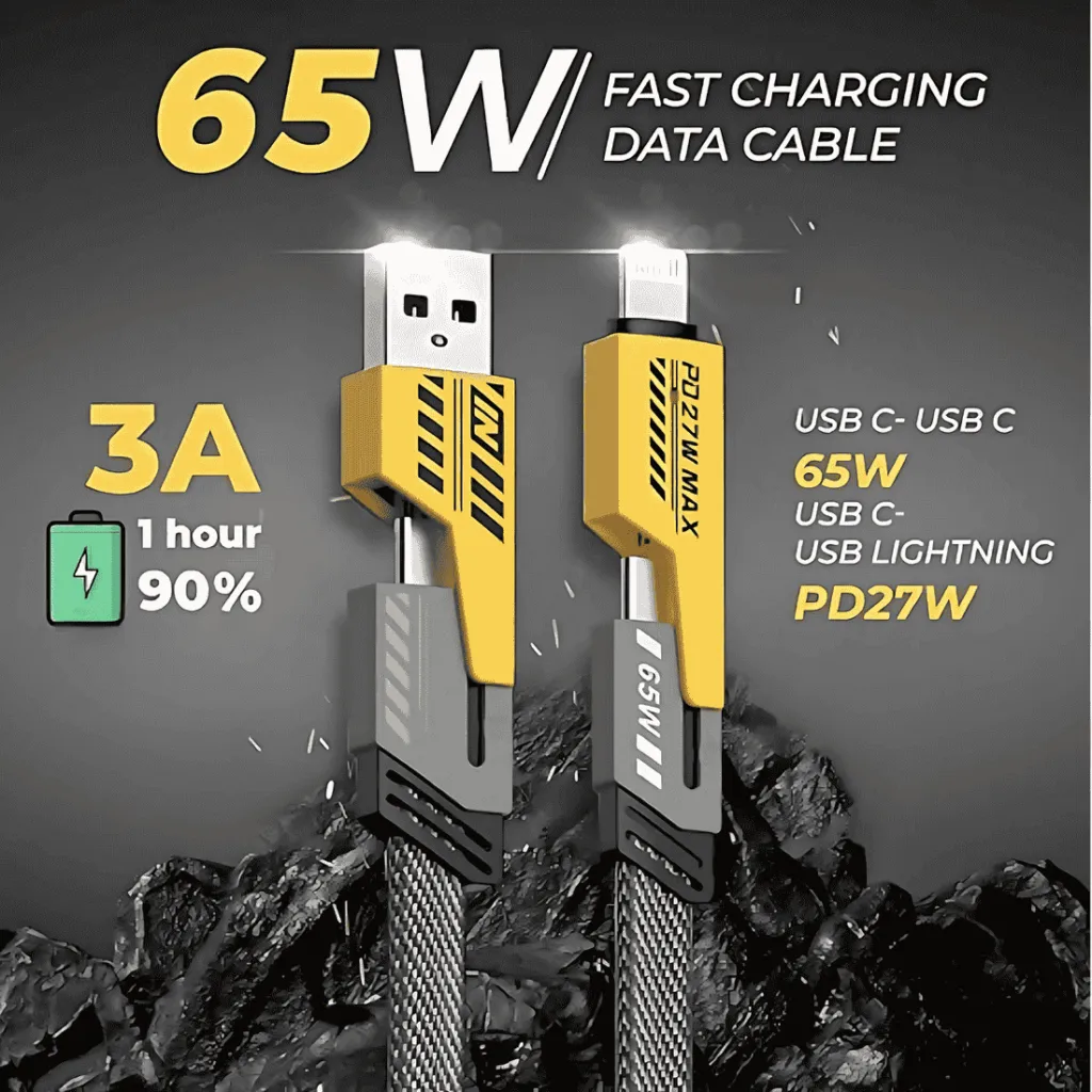 4 in 1 Multi USB PD Fast Charging Cable – Universal Charger for All Devices