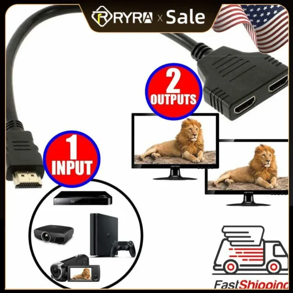 2-Port HDMI Splitter – Plug and Play Setup